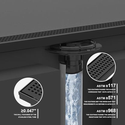 36 Inch Linear Shower Drain - Matte Black, with Removable Grate | AISI 304 Stainless Steel Shower Drain, Long Rectangle Shower Floor Drain with Adjustable Feet, Fits Bathroom & Balcony etc - color: Matte Black, size: 36 in