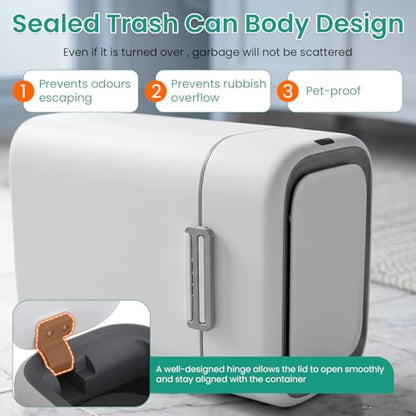 FDW 2.2 Gallon Bathroom Trash Can with Lid,Automatic Sensor Plastic Waste Bin Slim and Small Trash Can for Living Room,Bedroom,Office (Pack of Two)