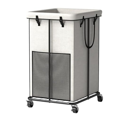 150L Large Laundry Basket with Wheels, Rolling Laundry Hamper | Removable Laundry Bag & Metal Frame, Oxford Fabric Dirty Clothes Hampers for Bedroom, Laundry Room, Bathroom, Dorm(White) - color: White