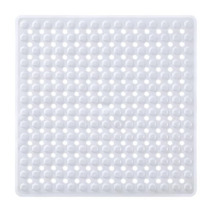 Yimobra Square Shower Floor Mat Non Slip, 21"X21" Machine Washable Bath Tub Mat, Soft on Feet, Bathmat with Drain Holes and Suction Cups, Fast Draining, White - color: White, size: 21 X 21 Inch