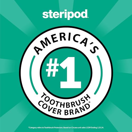 Steripod Clip-on Toothbrush Protector, Green/Silver, 2 Count - color: Clear Blue and Clear Green, size: 2 Count (Pack of 1)