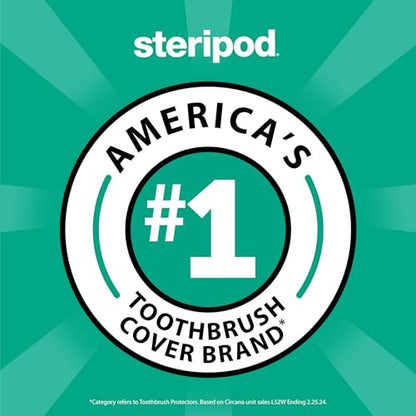Steripod Clip-on Toothbrush Protector, Green/Silver, 2 Count (Pack of 12) - color: Clear Blue and Clear Green, size: 2 Count (Pack of 12)