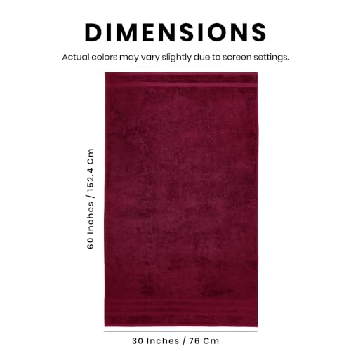 Bath Towels Set of 4 Extra Large Towels set, 30x60 In, 100% Uzbek Cotton 600 GSM, Oeko-TEX, Larger & Lighter Weight, Quicker to Dry, Super Soft and Absorbent, Perfect for Bathroom–Burgundy - color: Burgundy