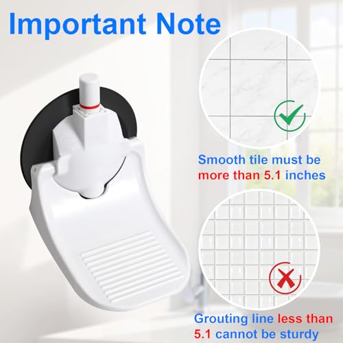 Shower Foot Rest for Shaving Legs with Upgraded Industrial Suction Cup, Only Fit Smooth & Non-Porous & Bigger 5.2 Inches Tile Wall, White, Pack of 1 | Sticks Securely: 5" industrial suction cup offer 337 lbs holding power on smooth tile/glass - for leg sh