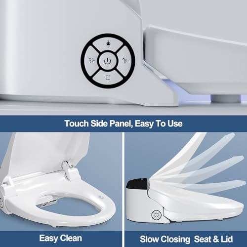 Combier Electric Bidet Toilet Seat Elongated, Wash Dry Soft Close Remote | Heated Warm Water Spray, Self-Clean Nozzle, Warm Air Drying, Silent Soft Close Lid, Ideal for Home & Hotel Bathroom Use