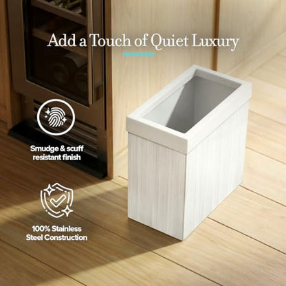 Gatco Small Bathroom Trash Can with Lid, Rectangle 3 Gallon Wastebasket, Under Sink, White Oak with Matte White, for Bathroom, Bedroom, Office (1943W) - color: White Oak/Matte White Lid