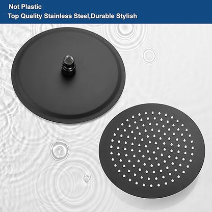 Midanya Round Rain Shower Head,High Pressure,Matte Black 10 Inch | 360°Swivel,Ceiling or Wall Mount,Waterfall Full Body Coverage,Bathroom Remodel,Stainless Steel Large Rainfall Shower Head - color: Black, size: 10 Inch