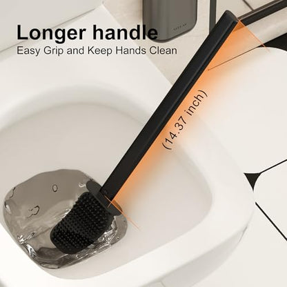 Toilet Brush and Holder Set - Wall Mounted Bathroom Scrub Brush, Toilet Bowl Brush and Plunger Set for Bathroom Cleaner (Grey) - color: Gray