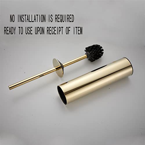 Freestanding Luxury Toilet Brush 304 Stainless Steel Toilet Brush and Holder 19-Inches Tall Round Rust Resistant Anti-Odor and Easy to Clean with Polished Gold Finished - color: 19-inch Round High Polished Gold