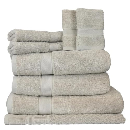 ELITE Emporium Home Collection 8-Piece Cotton Bath Towel Set - Ultra Soft, 550 GSM, Quick-Dry Towels - Bath Sheet, Bath Towels, Hand Towels, Washcloths, Bath Mat - Luxury Bathroom Towel Set (Silver) - color: Silver