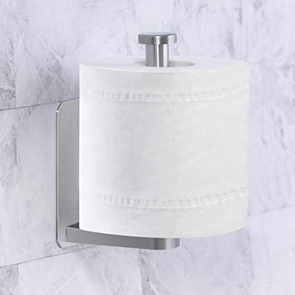 VAEHOLD Toilet Paper Holder Self Adhesive Kitchen Washroom Adhesive Toilet Roll Holder No Drilling for Bathroom Stick on Wall Stainless Steel Brushed - size: Simple Silver