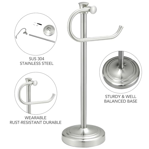 17 Inch Brushed Nickel Stand Towel Bar Hanger Hand Towel Bar Bathroom Vanity Countertop Towel Holder Free Standing Stainless Steel Towel Ring Hardware Accessories Towel Rack - color: Brushed Nickel