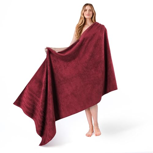 American Soft Linen 100% Cotton Luxury Turkish Towels, 35x70 XL Bath Sheet | Soft Absorbent Quick Dry OEKO Tex Standard 100 Certificated Durable Machine Washable Premium Hotel Quality - color: Bordeaux Red, size: 35" x 70"