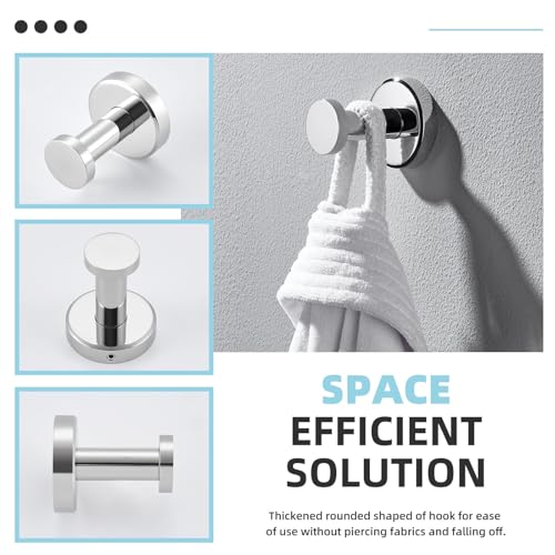 Angle Simple Single Bath Towel Hook, SUS304 Stainless Steel Round Coat Hook Wall Mounted, Robe Hanger for Kitchen Bathroom Polished Chrome - color: Polished Chrome, size: 1 Pack