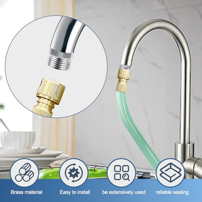 2 Pack Faucet to Hose Adapter with Aerator, Sink to Garden Hose Adapter, Faucet Adapter to Garden Hose for Kitchen and Bathroom, Hose Attachment to Sink, 3/4" GHT Thread Chrome