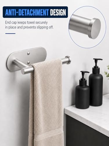 2Pcs Hand Towel Holder For Bathroom, Brushed Nickel Small Hand Towel Racks Bar Hanger For Rv Kitchen Wall Mounted, Thicken 6.3" SUS304 Stainless Steel Towel Ring Modern Contemporary Heavy Duty, 2 Pack - color: Silver