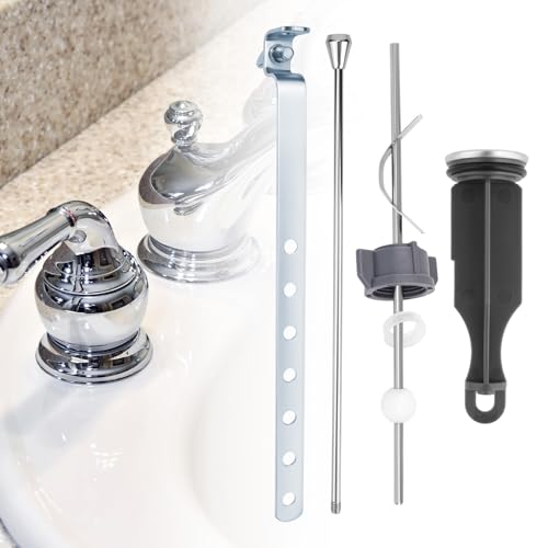 Universal Sink Drain Parts for Pfister PF0906, Lavatory Pop Up Stopper Assembly with Plug Pivot Ball Pull Rod & Linkage Bathroom Drain Repair Kit Replacement Part for PF WaterWorks PF0906