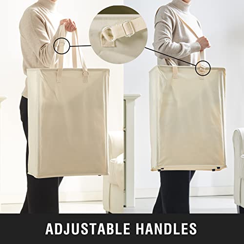 45L Slim Laundry Hamper with Adjustable Long Handles & Mesh Top, Beige | Small Laundry Baskets with Mesh Top, Narrow Dirty Clothes Hamper for Bedroom, Closet, and Bathroom - color: Beige, size: 45L