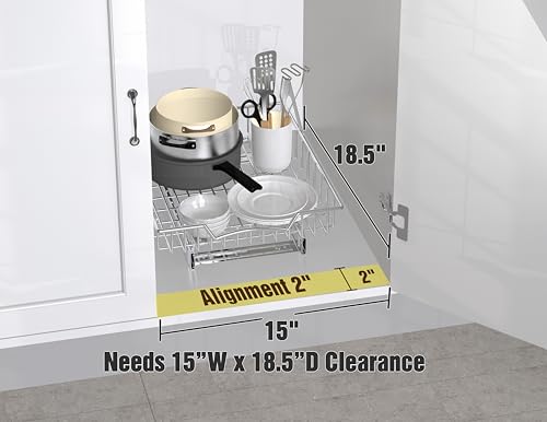Simple Houseware Under Cabinet Pull Out Sliding Shelf Drawer, 17Dx13W | for Kitchen Organizer - size: 17" D x 13" W