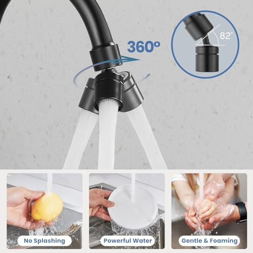 Airuida 8 Inch Center Matte Black Wall Mounted Kitchen Sink Faucet | 360° Degree Swivel Spout,Double Handle,Wall Mount Utility Sink Faucet - color: Matte Black