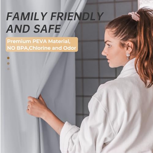 AmazerBath Stall Shower Curtain 36x72, Heavy Duty Plastic, Grey with 2 Weighted Stones and 6 Grommet Holes - color: Grey, size: 36"W x 72"L (Pack of 1)