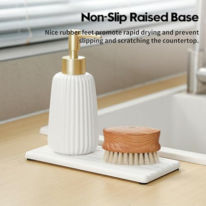 3 Pack Water Absorbent Diatomite Coasters, Stone Drying Mat for Kitchen Counter, Bathroom Sink Organizer Tray, Compact Vanity Rack, Soap Holder Caddy, Faucet Splash Guard, White 8"x3.8" - color: 3 Pack - White - 1pc of 8"x 3.8" and 2pcs of 3.8"x 3.8"