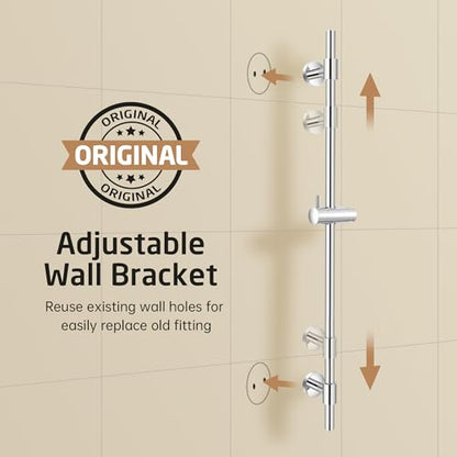 KES All Metal Shower Slide Bar 30-Inch (Non-Plastic) with Adjustable Shower Head Holder, 18/8 Stainless Steel Shower Slide Bar with Adjustable Bracket Cover Existing Holes, Polished Steel, F210S78-PS - color: Polished Steel
