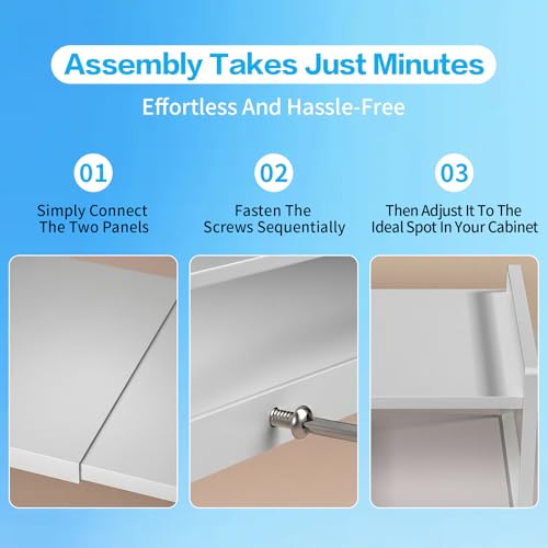 Expandable Cabinet Shelf Organizer Stackable Metal Storage Rack, Adjustable Width & Height Countertop Spice Rack, Heavy Duty Pantry Cupboard Under Sink Organizer for Kitchen Bathroom Office