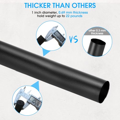 Industrial Curtain Rod, 1 Inch, Black, 30-120" with Brackets, Wall/Ceiling Mount, High Carbon Steel, Glossy Black Steel Finish - color: Black, size: 30-120"