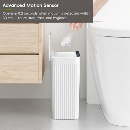 EKO Brio 10L/2.6 Gallon Motion Sensor Trash Can, Automatic Touchless Bathroom Garbage Bin, Waterproof Smart Trash Can for Kitchen, Bedroom, and Office, White - size: Brio 10L- Glacier White