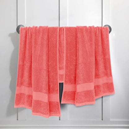 Feather & Stitch 100% Cotton Bath Towel Set of 6, 625 GSM Ultra Soft Highly Absorbent 2 Bath Towels, 2 Hand Towels & 2 Washcloth - Luxury Quick Dry Shower Towels. (Fresh Salmon) - color: Fresh Salmon