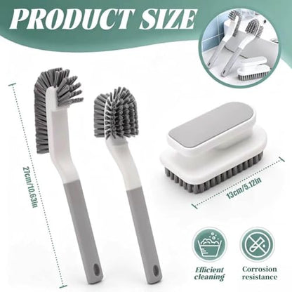 3 Pack Scrub Brushes, Multi-Purpose Cleaning Brush Set for Household Use | Brush with medium firm bristles, grout cleaning brush ,kitchen scrub brush, tile scrub brush ,scrub brush showe