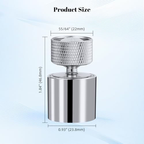 Hibbent Dual-function Metal Faucet Aerator, 2-Flow Big Angle Rotate Kitchen Sink Aerator 360 Degree Swivel Sink Sprayer Attachment, 55/64 Inch Female Thread, Chrome - color: Silver, style: Upgraded Aerator with 1 Swivel Joints