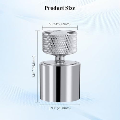 Hibbent Dual-function Metal Faucet Aerator, 2-Flow Big Angle Rotate Kitchen Sink Aerator 360 Degree Swivel Sink Sprayer Attachment, 55/64 Inch Female Thread, Chrome - color: Silver, style: Upgraded Aerator with 1 Swivel Joints