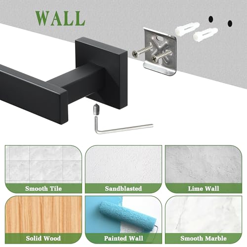 Alise Towel Bars for Bathroom Wall Mounted,24 Inch Towel Racks for Bathroom,SUS304 Stainless Steel Bathroom Towel Holder Towel Rod,Matte Black Towel Hanger Towel Rail