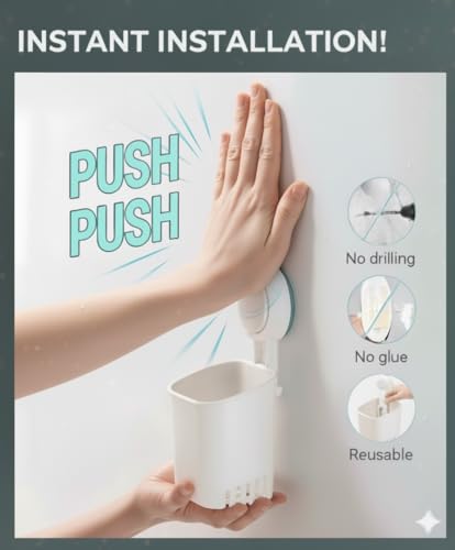 HOME&I Suction Cup Toothbrush Holder for Shower Wall, Drill-Free Self-Draining Bathroom Organizer, Removable Wall Mounted Storage for Toothpaste, Razor & Accessories - size: 1 Pack/White