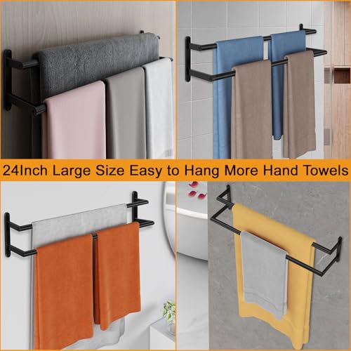 32Inch Double Towel Bar, JIAPAIDUO Towel Rack for Bathroom, Stainless Steel Double Bath Towel Bar, Wall Mounted Towel Holder, Matte Black - color: Black-32inch-b
