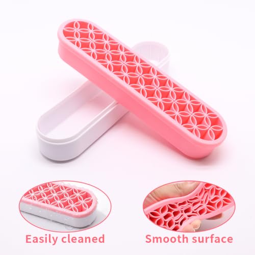 1Pcs Makeup Brushes Holder Silicone Make Up Brush Holder (Pink) - color: Pink