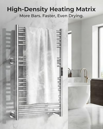 Heated Towel Rack Foldable Smart Dual-Zone APP No-Drill Brushed CA3 - color: Brushed, size: Ultra-17Bar H35.43 x W21.65