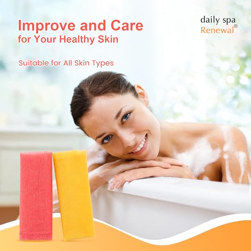 Exfoliating Washcloth, Exfoliating Shower Towel, Exfoliating Body Cloth, 6 PCS, Flame & Saffron