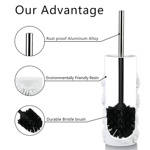 Toilet Brush and Holder Set for Bathroom, Stylish and Durable Cleaning Tool with Modern Design, Compact for Efficient Cleaning - style: Floral