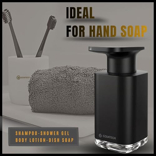 Automatic Soap Dispenser with Digital Display, Touchless Sensor, USB-C Rechargeable, No Drip Pump, 3-Level Adjustable, IPX5 Waterproof, 450ml Capacity – Modern Bathroom & Kitchen Countertop (Black) - color: Black
