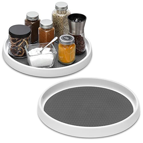 2 Set, 10 Inch Non-Skid Lazy Susan Organizers - Turntable Rack for Cabinet, Pantry Organization and Storage, Kitchen, Fridge, Bathroom Makeup Vanity Countertop, Under Sink Organizing, Spice Rack - size: 10 inch - 1 Tier - 2 Pack