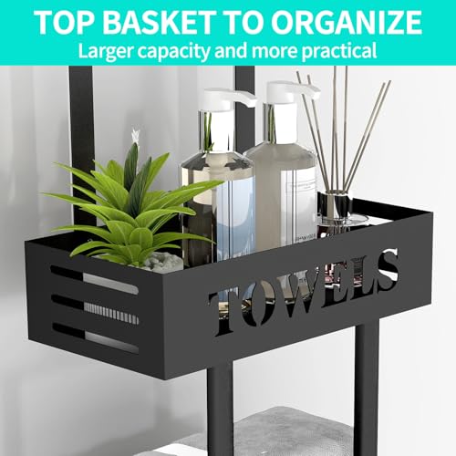 Bethom 3 Tier Over The Door Towel Rack, Hanging Towel Rack, Matte Black | Bathroom Towel Holder with Shelf, Over Door & Wall Mount Design, Ideal for Small Bathrooms, Sturdy Rust-proof Stainless Steel - color: Black-b