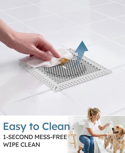 Square Shower Drain Hair Catcher, Anti-Clogging, Gray, 6 inch | Fast Drainage, Anti-Slip & Stays in Place, Stainless Steel & TPE Material, Easy Clean Fits Bathroom Hair Catcher for Shower - color: Gray, size: 6 inch
