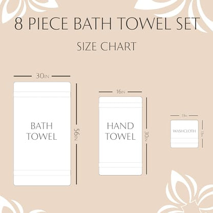 MAURA Grey Bath Towel Set of 8 for Bathroom. Turkish Cotton Luxury Bath Towels. Extra Large, Thick, Plush & Soft. Hotel & Spa Quality - Space Gray - color: Space Gray, size: 8-Piece Set (2 Bath, 2 Hand, 4 Washcloth)