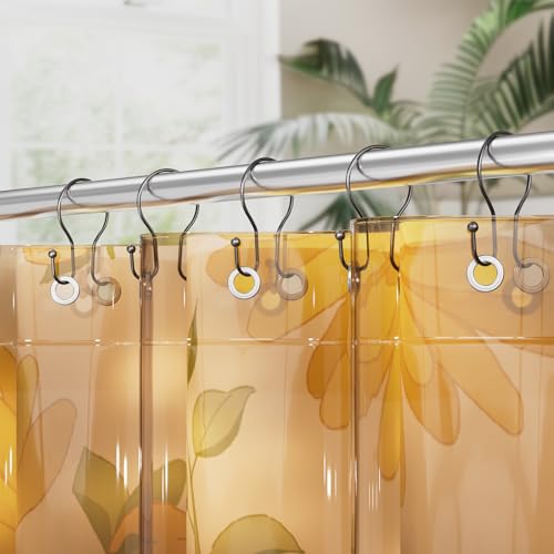 AmazerBath Bronze Shower Curtain Hooks Shower Curtain Rings, Simple Double Hook Shower Curtain Hooks Rust Proof, Metal Smooth Glide Shower Hooks for Shower Curtain Rod, 12 Pcs Shower Rod Hooks - color: Bronze, style: Minimalist - Double Shower Hooks