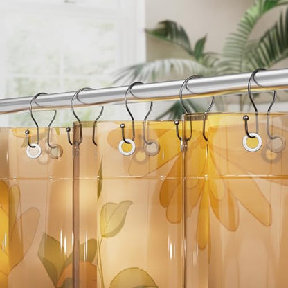 AmazerBath Bronze Shower Curtain Hooks Shower Curtain Rings, Simple Double Hook Shower Curtain Hooks Rust Proof, Metal Smooth Glide Shower Hooks for Shower Curtain Rod, 12 Pcs Shower Rod Hooks - color: Bronze, style: Minimalist - Double Shower Hooks