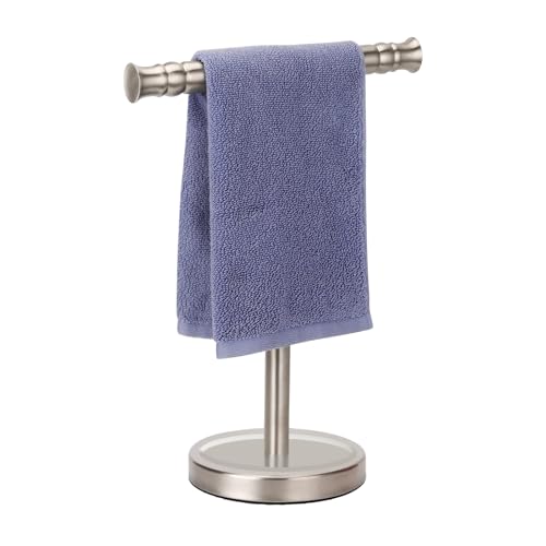 Hand Towel Holder Stand for Bathroom Vanity Countertop SUS304 Stainless Steel T-Shape Free Standing Towel Rack Stand Towel Bar for Bathroom Kitchen (Brushed Nickel) - color: Brushed Nickel