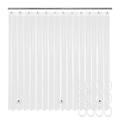 Clear Shower Curtain Liner, Premium PEVA, 72"x72", Waterproof with Rustproof Grommets, Weighted, Quick Dry, Modern Style, 12 Hooks Included, Lightweight Standard Size,Odorless Plastic